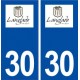 30 Langlade logo ville autocollant plaque immatriculation département