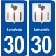 30 Langlade blason ville autocollant plaque stickers