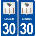 30 Langlade blason ville autocollant plaque stickers