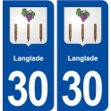 30 Langlade blason ville autocollant plaque stickers