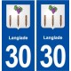 30 Langlade blason ville autocollant plaque stickers