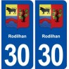 30 Rodilhan blason ville autocollant plaque immatriculation département