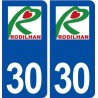 30 Rodilhan logo ville autocollant plaque immatriculation département