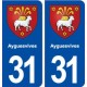 31 Ayguesvives blason ville autocollant plaque immatriculation département