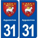 31 Ayguesvives blason ville autocollant plaque immatriculation département