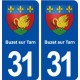 31 Buzet sur Tarn blason ville autocollant plaque immatriculation département