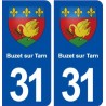31 Buzet sur Tarn blason ville autocollant plaque immatriculation département