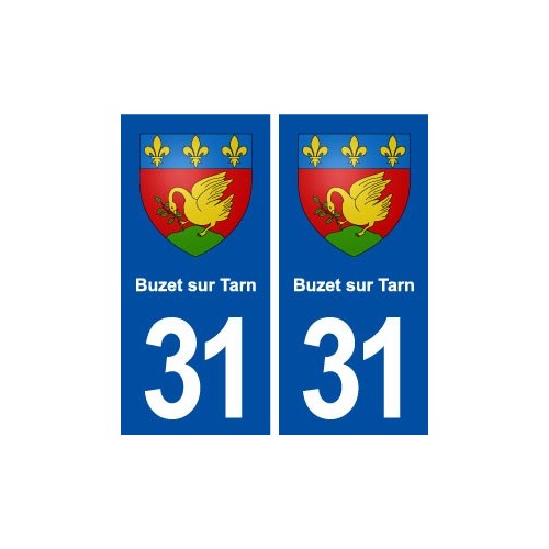 31 Buzet sur Tarn blason ville autocollant plaque immatriculation département