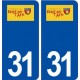 31 Buzet sur Tarn logo ville autocollant plaque immatriculation département