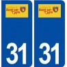 31 Buzet sur Tarn logo ville autocollant plaque immatriculation département