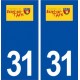 31 Buzet sur Tarn logo ville autocollant plaque immatriculation département