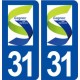 31 Gagnac sur Garonne logo ville autocollant plaque immatriculation département