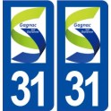 31 Gagnac sur Garonne logo ville autocollant plaque immatriculation département