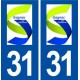 31 Gagnac sur Garonne logo ville autocollant plaque immatriculation département