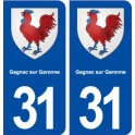 31 Gagnac sur Garonne blason ville autocollant plaque immatriculation département