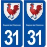 31 Gagnac sur Garonne blason ville autocollant plaque immatriculation département