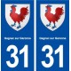 31 Gagnac sur Garonne blason ville autocollant plaque immatriculation département