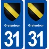 31 Gratentour blason ville autocollant plaque immatriculation département