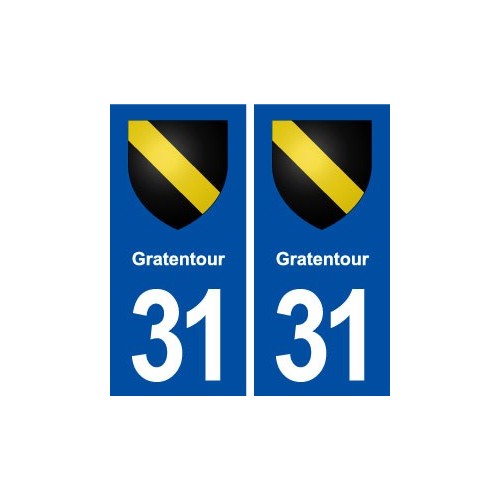 31 Gratentour blason ville autocollant plaque immatriculation département