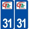 31 Gratentour logo ville autocollant plaque immatriculation département