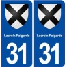31 Lacroix Falgarde blason ville autocollant plaque immatriculation département