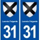 31 Lacroix Falgarde blason ville autocollant plaque immatriculation département
