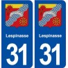 31 Lespinasse blason ville autocollant plaque immatriculation département