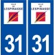 31 Lespinasse logo ville autocollant plaque stickers