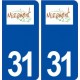 31 Miremont logo ville autocollant plaque immatriculation département