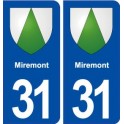 31 Miremont blason ville autocollant plaque immatriculation département