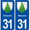 31 Miremont blason ville autocollant plaque immatriculation département