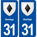 31 Baziège blason ville autocollant plaque immatriculation département