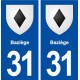 31 Baziège blason ville autocollant plaque immatriculation département