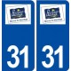31 Baziège logo ville autocollant plaque immatriculation département