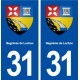 31 Bagnères de Luchon blason ville autocollant plaque immatriculation département