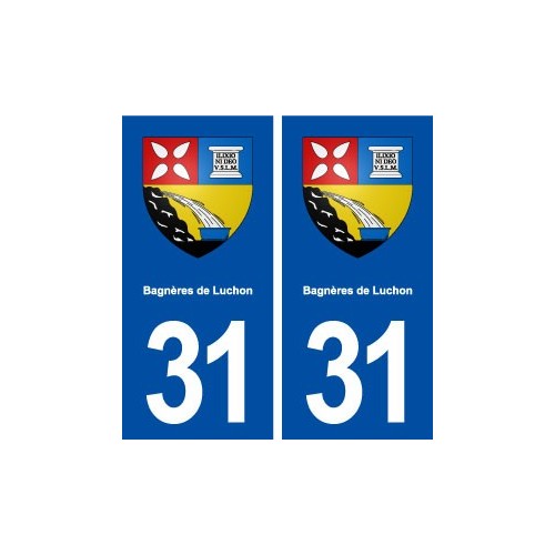 31 Bagnères de Luchon blason ville autocollant plaque immatriculation département