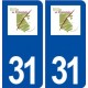 31 Rieumes logo ville autocollant plaque immatriculation département