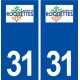 31 Roquettes logo ville autocollant plaque immatriculation département