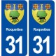 31 Roquettes blason ville autocollant plaque immatriculation départementogo ville autocollant plaque stickers