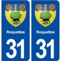 31 Roquettes blason ville autocollant plaque immatriculation départementogo ville autocollant plaque stickers