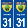 31 Roquettes blason ville autocollant plaque immatriculation départementogo ville autocollant plaque stickers