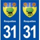 31 Roquettes blason ville autocollant plaque immatriculation départementogo ville autocollant plaque stickers