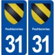 31 Pechbonnieu blason ville autocollant plaque immatriculation département