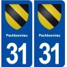 31 Pechbonnieu blason ville autocollant plaque immatriculation département