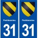 31 Pechbonnieu blason ville autocollant plaque immatriculation département
