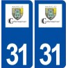 31 Castelmaurou logo ville autocollant plaque immatriculation départementrou blason ville autocollant plaque stickers