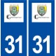 31 Castelmaurou logo ville autocollant plaque immatriculation départementrou blason ville autocollant plaque stickers