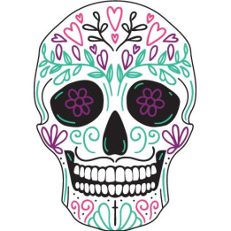 Tête mort skull couleur autocollant sticker adhesif