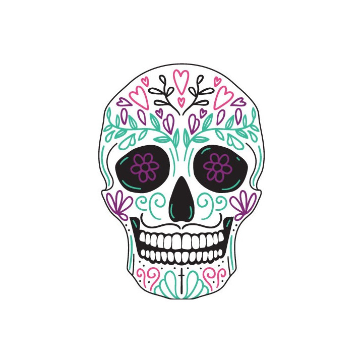 Tête mort skull couleur autocollant sticker adhesif
