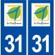 31 Pinsaguel logo ville autocollant plaque immatriculation département